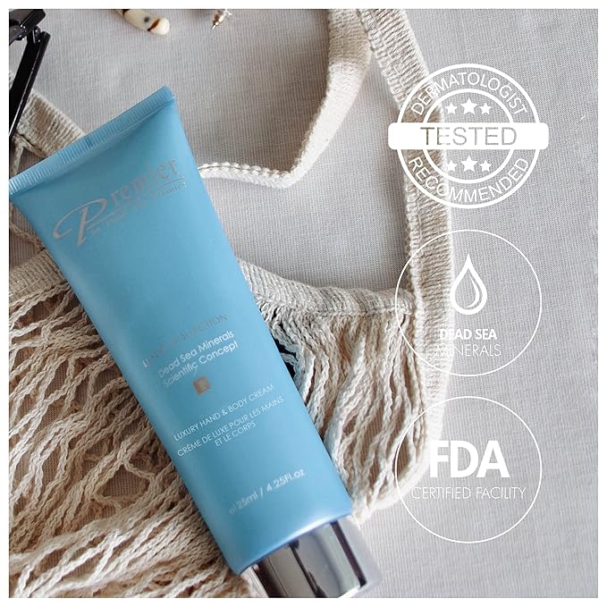 Premier Dead Sea Luxury Hand & Body Cream, hydrating, fast absorbing, no tackiness, relaxing , with witch hazel and vitamins 4.25fl.oz-Velvo Beauty
