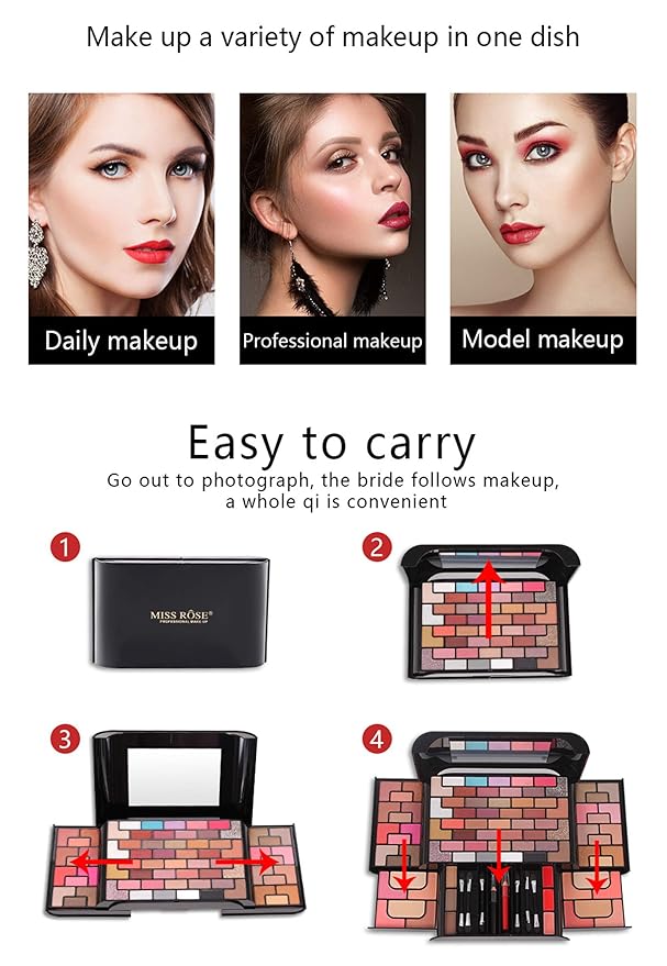 98 Colors All in one Makeup Gift Set Holiday Birthday Beauty Cosmetic Essential Starter Bundle Include 68 Eyeshadow Palette, 8 Blush, 4 Compact Powder, 3 Lipstick, Eyebrow Pencil, Lip Liner-Velvo Beauty