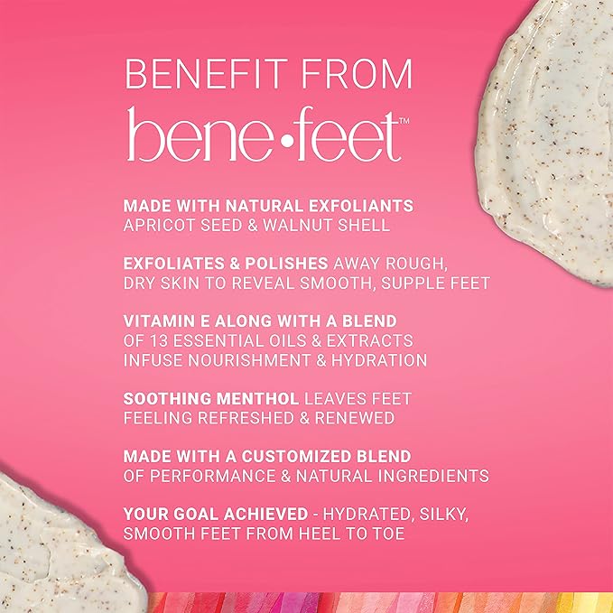 Benefeet Scrub-A-Dub Cooling Foot Scrub - Exfoliates + Refreshes Dry + Dull Skin, Get Smoother Skin from Heel to Toe, Made w/Vitamin E, Apple Cider Vinegar, Walnut Shell + Apricot Seed, 4 oz (2 Pack)-Velvo Beauty