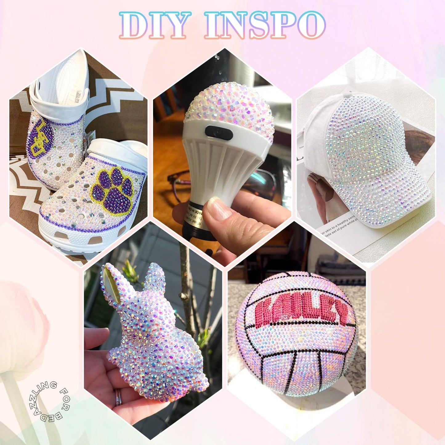 25000Pcs Resin Rhinestones with B7000 Jewelry Glue for Crafting, White AB 2-6mm Non Hotfix Flatback Gems, Bedazzling Crystal for DIY Crafts Clothing Tumblers Mugs Shoes Fabric Decor Nail Art-Velvo Beauty