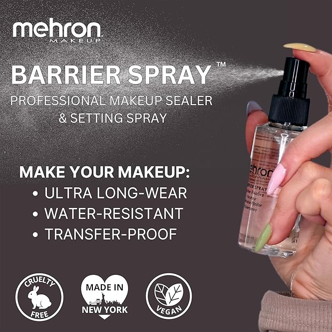 Mehron Makeup Barrier Spray | Setting Spray for Makeup | Makeup Setting Spray for Face 2 fl oz (60 ml)-Velvo Beauty
