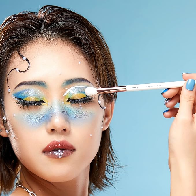 Jessup Eye Makeup Brush Set Professional 15pcs White/Rose Gold Premium Natural-synthetic Eye Shadow Blending Concealer Eye & Brow Liner Brushes, T217-Velvo Beauty