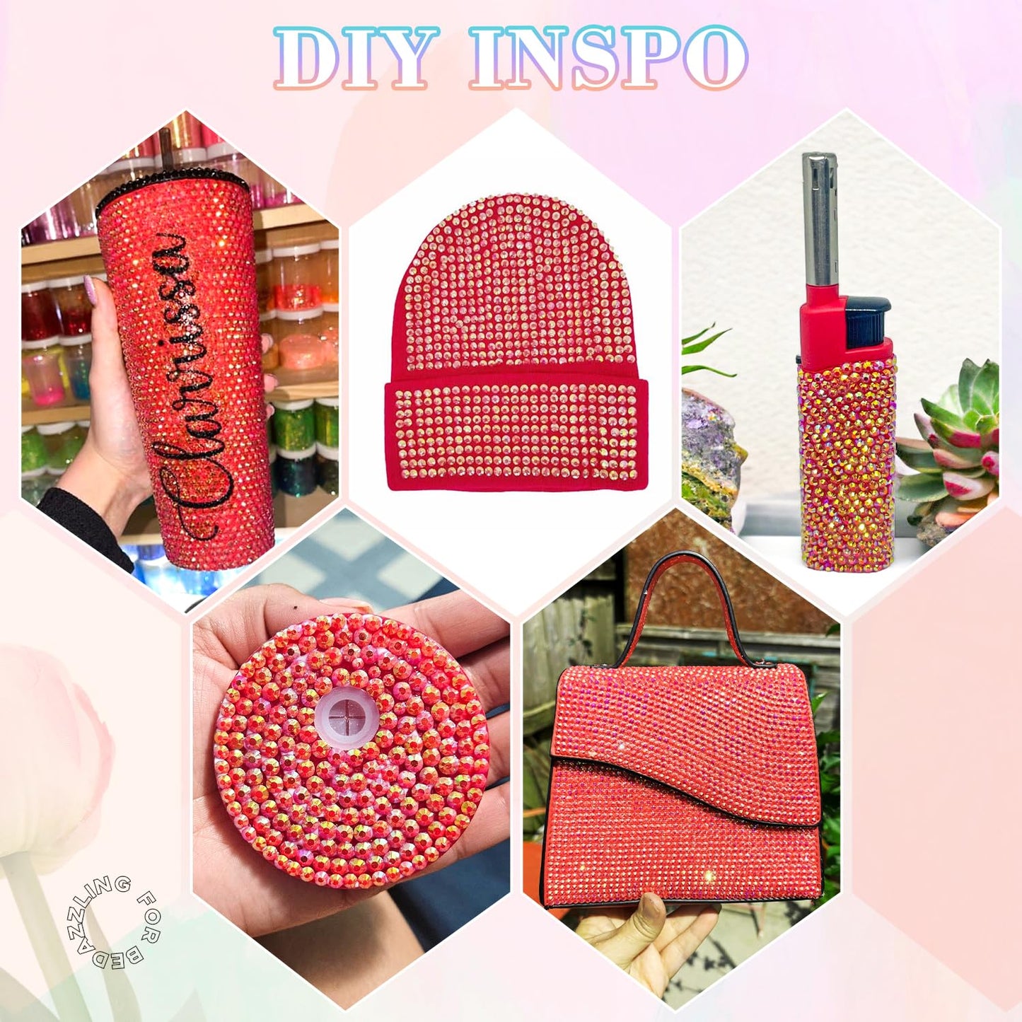 30000Pcs Resin Red AB Rhinestones for Bedazzling Crafting with b7000 Jewelry Glue, Bulk Flatback Gems Bedazzler Kit for Crafts Clothes Shoes Fabric Nail Diamond Art, Assorted Size 2/3/4/5/6mm-Velvo Beauty