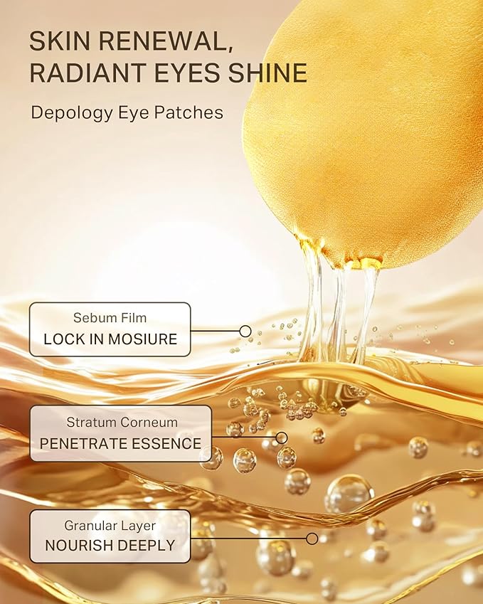 depology Restoring Hydrogel Under Eye Patch | 60 Patches | Brightening Caffeine Gold Pads for Dark Circles | Puffiness | Wrinkles | Refresh | Travel-Velvo Beauty