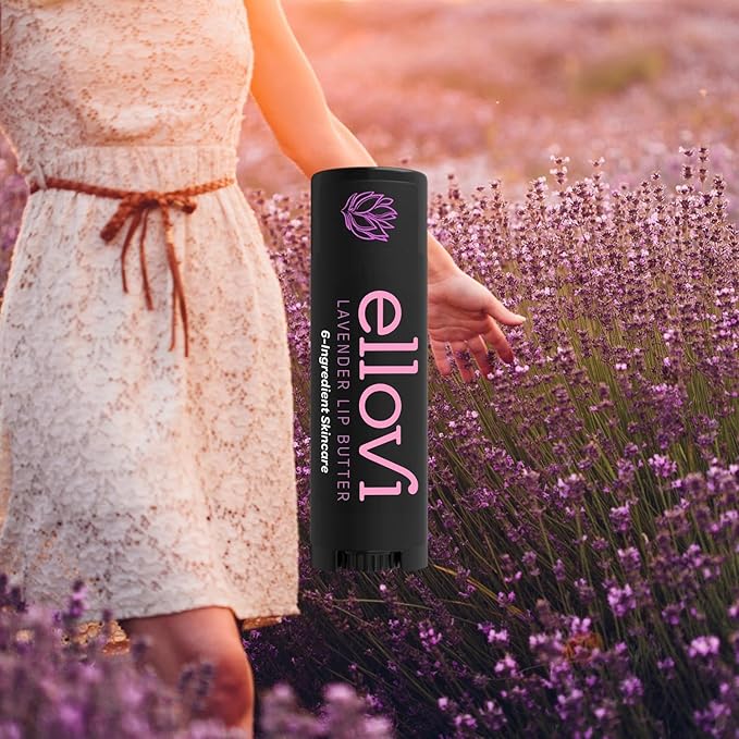 Natural Lip Butter Lip Balm - Lavender - Pure Enough to Eat - Made With Just 6 Vegan Ingredients - 100% Natural & Organic Moisturizing Lip Care for All Day Hydration (Single)-Velvo Beauty