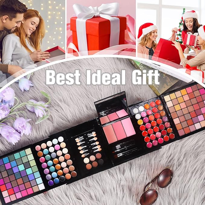 177 Colors Professional Makeup Kit for Women Girls Full Kit Gift Set with Mirror All in One Make up Palette Included Eyeshadow Powder Eye Shadow Gel Lip Gloss Concealer Eyebrow Powder Blush Brushes-Velvo Beauty