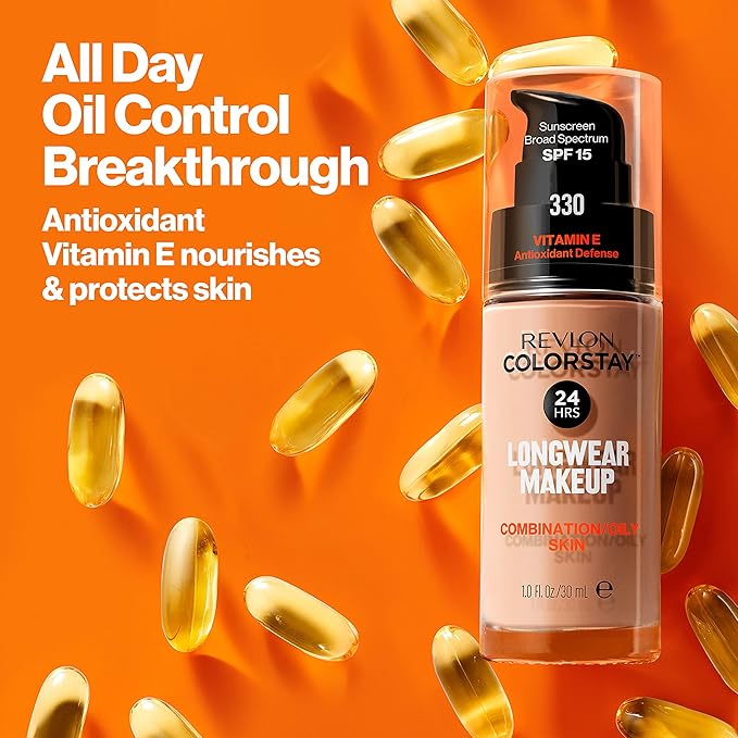 Revlon Liquid Foundation, ColorStay Face Makeup for Combination & Oily Skin, SPF 15, Longwear Medium-Full Coverage with Matte Finish, Nude (200), 1.0 Oz-Velvo Beauty