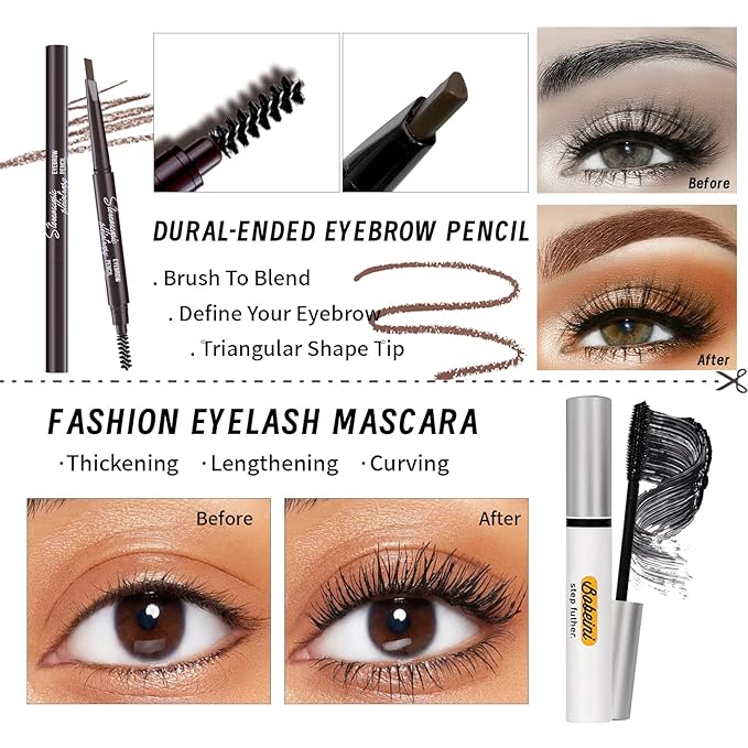 Makeup Set Kit for Women Full Kit, Makeup Gift for Makeup Beginner, Eyeshadow Foundation Face Primer Brush 3 in 1 Palette Lip Gloss, Eyebrow Soap Mascara Eyeliner cosmetic bag-Velvo Beauty