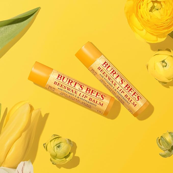 Burt's Bees Lip Balm - Original Beeswax 12 Count Pack in Bulk, Lip Moisturizer With Responsibly Sourced Beeswax, Tint-Free, Natural Origin Conditioning Lip Treatment, 12 Tubes, 0.15 oz-Velvo Beauty