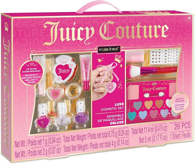 Make It Real: Juicy Couture Luxe Cosmetic Set - Lip Gloss Charm Bracelet, Nail Polish, Eyeshadow, Head to Toe Glam, Makeup Kit, Girls & Kids Ages 8+-Velvo Beauty