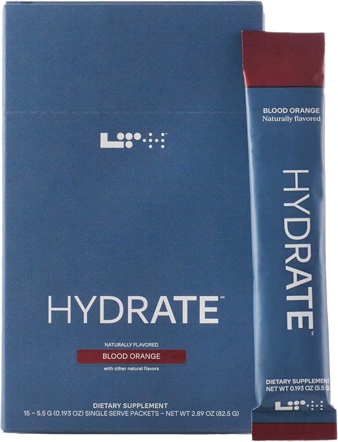 LTH Hydrate Hydration Mix - Trusted by Life Time Fitness Members - NSF Certified for Sport - Electrolyte Powder - Plant-Based, Non-GMO, Gluten Free - 15 Single-Serve Packets (Blood Orange) - 2-Pack-Velvo Beauty