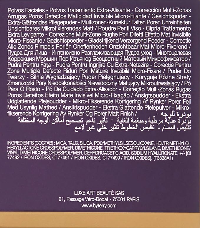 By Terry Hyaluronic Tinted Hydra-Powder, Non-Drying Loose Face Setting Powder, Blur Imperfections & Mattify, Dark, 0.35 oz-Velvo Beauty