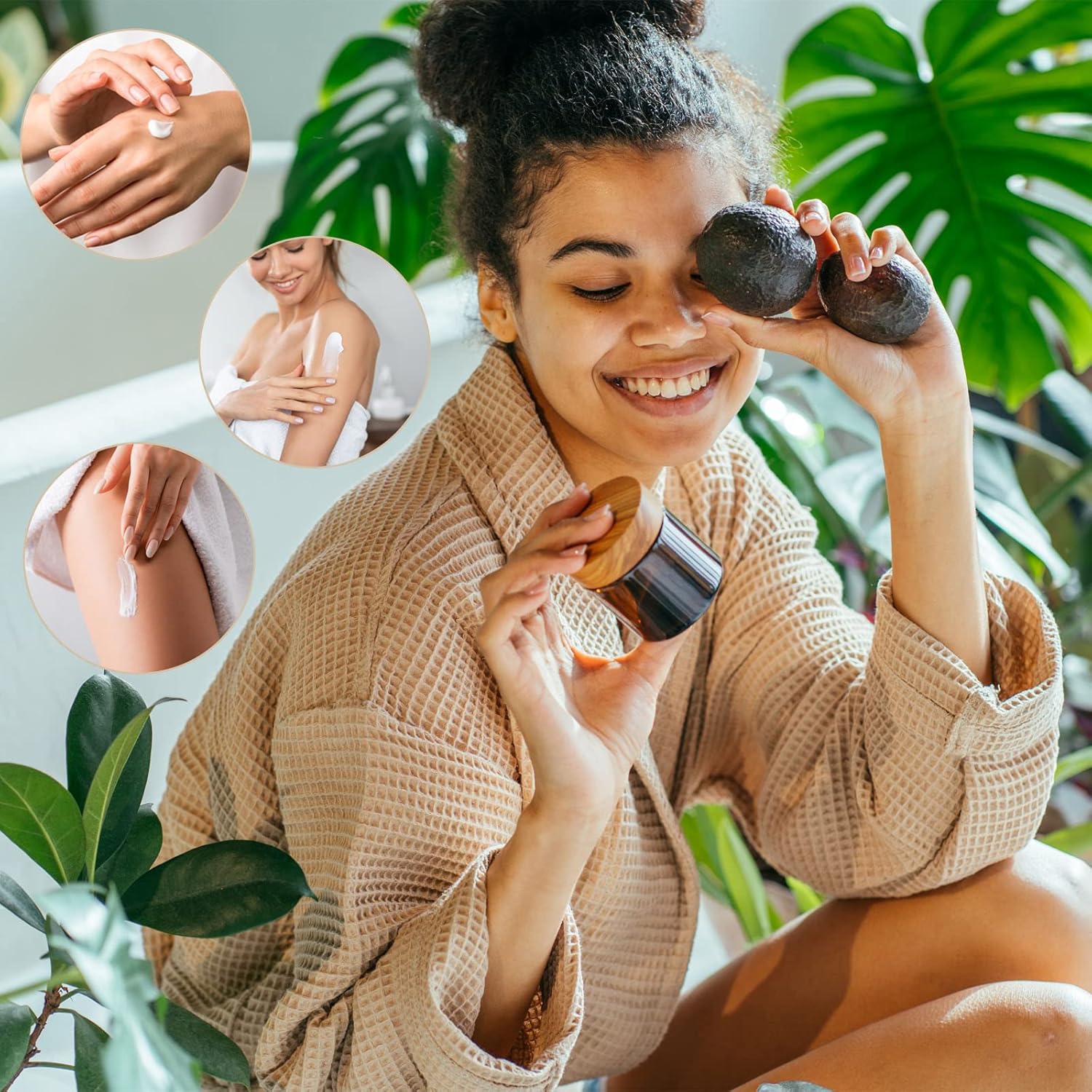 Lil Ray 2 Oz Glass Cream Jars with Gold Lid, Empty Amber Glass Containers, Refillable Cosmetic Vials for Lotion, Ointment (12 PCS)-Velvo Beauty