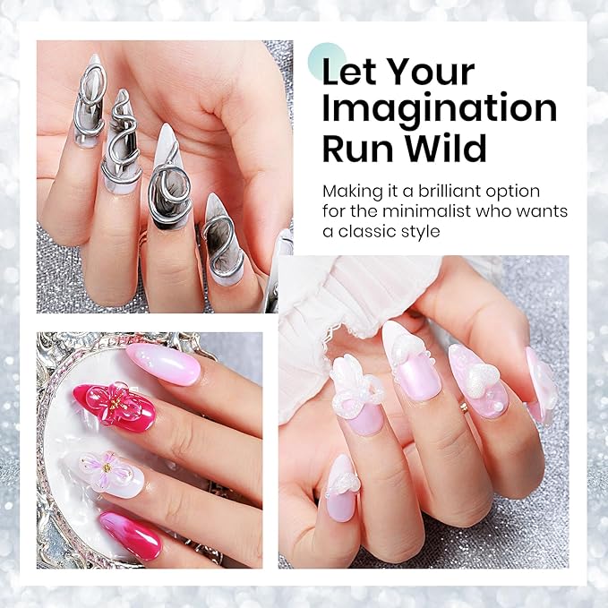 MIZHSE Solid Builder Gel for Nails Kit: 2PCS 30g 3D Pearl White & Clear Hard Gel for Nailswith Nail Forms 3D Silicone Mold Soak off U V LED Builder Gels for Extension Home Manicure-Velvo Beauty