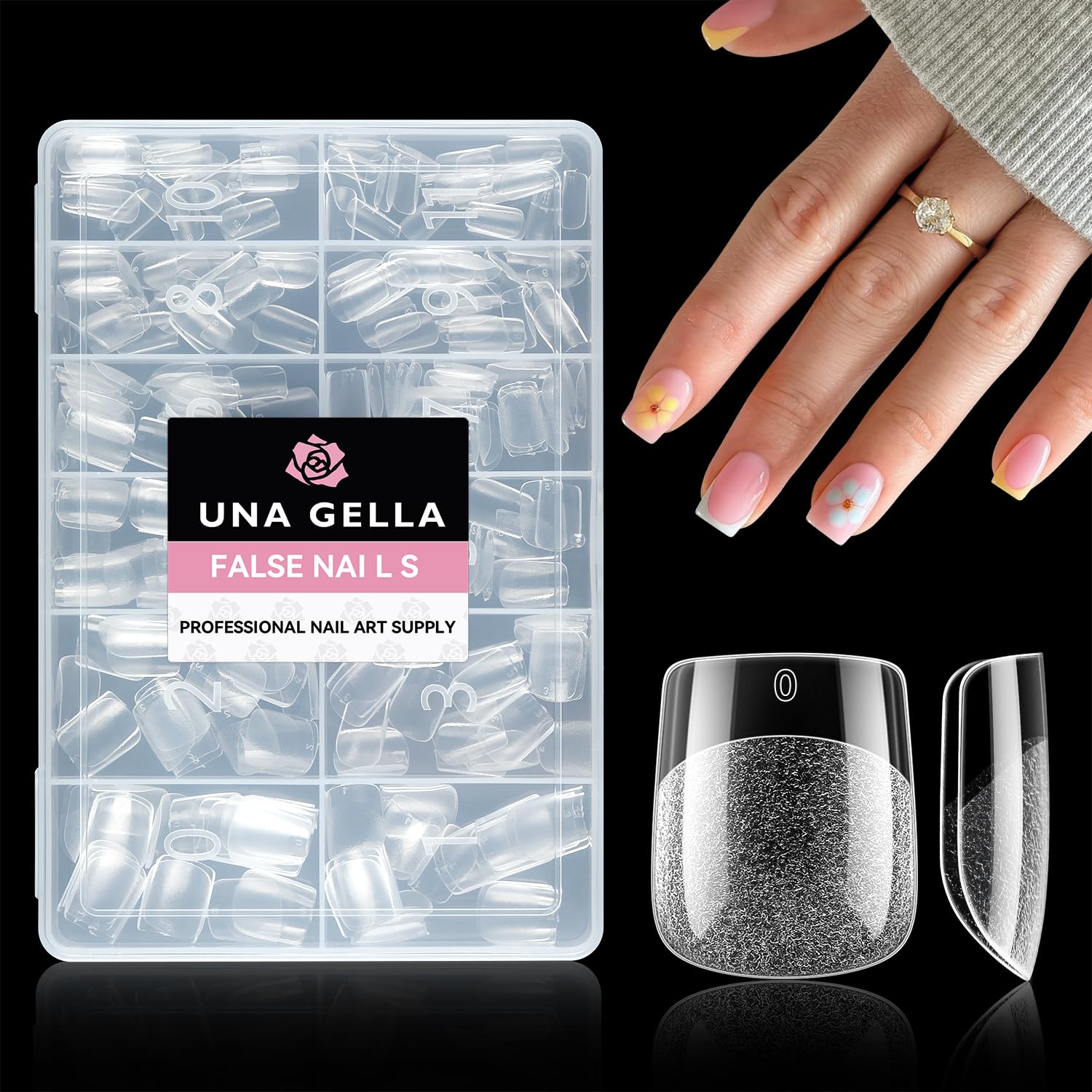 UNA GELLA Extra Short Square Nail Tips XS 216pcs Pre-shape Extra Short Square Press on Nails Gel Tips Full Cover Acrylic Nails False Nails For DIY Salon 12 Sizes-Velvo Beauty