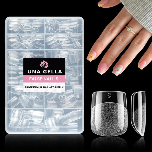 UNA GELLA Extra Short Square Nail Tips XS 216pcs Pre-shape Extra Short Square Press on Nails Gel Tips Full Cover Acrylic Nails False Nails For DIY Salon 12 Sizes-Velvo Beauty