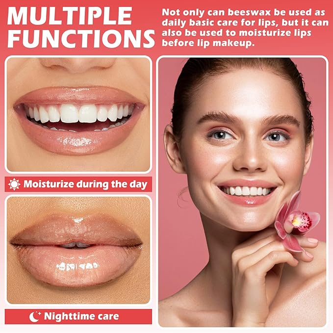 3PCS Bee Lip Balm Honey Pot Honey Strawberry Watermelon Lip Balm Sleeping Lip Mask Silky Hydrating Bee Lip Balm Honey Lip Mask Overnight Lip Care Products(Honey+Strawberry+Watermelon)-Velvo Beauty