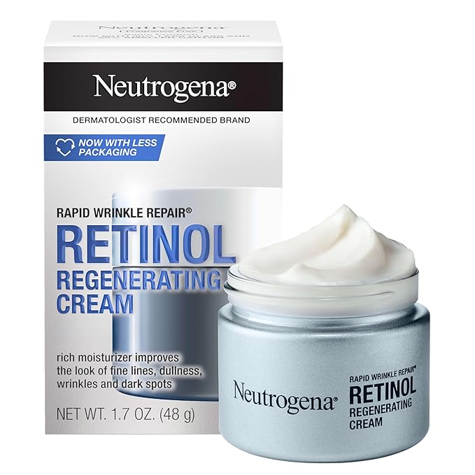 Neutrogena Rapid Wrinkle Repair Retinol Face Moisturizer, Daily Anti-Aging Face Cream with Retinol & Hyaluronic Acid to Fight Fine Lines, Wrinkles, & Dark Spots, 1.7 oz-Velvo Beauty