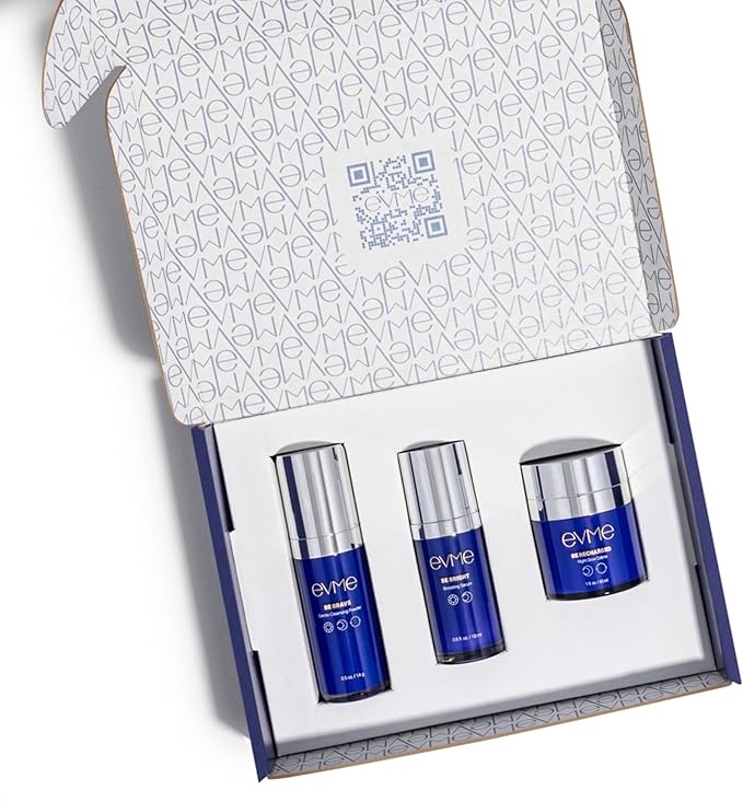 Evme Skincare Kit – Gentle Cleanser, Hydrating Serum & Night Cream – Nourishing for Sensitive Skin, Aiming for Sans-allergenic, Dermatologist-Tested, Fragrance-Free, Made in USA-Velvo Beauty