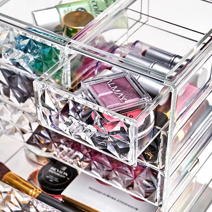 Sorbus Acrylic Makeup Organizer - Organization and Storage Case for Cosmetics Make Up & Jewelry - Big Clear Makeup Organizer for Vanity, Bathroom, College Dorm, Closet, Desk (4 Large, 2 Small Drawers)-Velvo Beauty