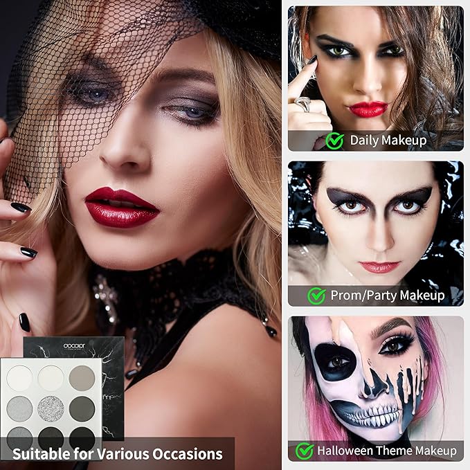 docolor Eyeshadow Palette 9 Colors Black Eyeshadow Gemstone Shadow Palette Highly Pigmented Mattes Shimmers Smokey Glitter Cream Colorful Powder Blendable Long Lasting Waterproof Makeup Palette-Velvo Beauty