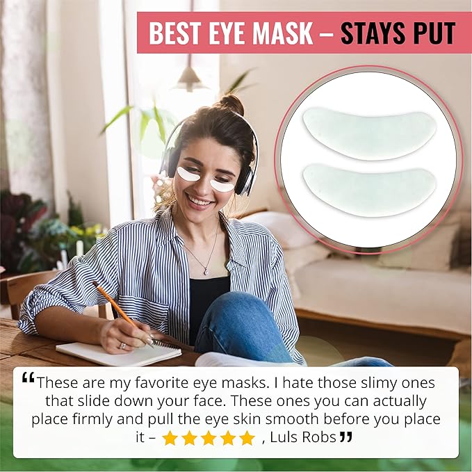Eye Mask for Puffiness - Under Eye Patches for Dark Circles - Korean Under Eye Mask Patches for Puffy Eyes - Eye Gel Pads Depuffing Eye Brightener with Rose, Caffeine, Hydrogel & Collagen (10 Pairs)-Velvo Beauty