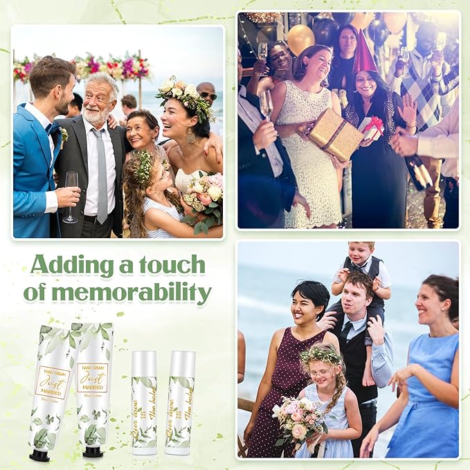 25 Set Wedding Lip Balms and Hand Cream Gift Set Include 25 Moisturizing Hand Care Cream 25 Lip Balms with Thank You Cards and Bags Bridesmaid Gift Set for Bridal Shower Wedding(Greenery)-Velvo Beauty