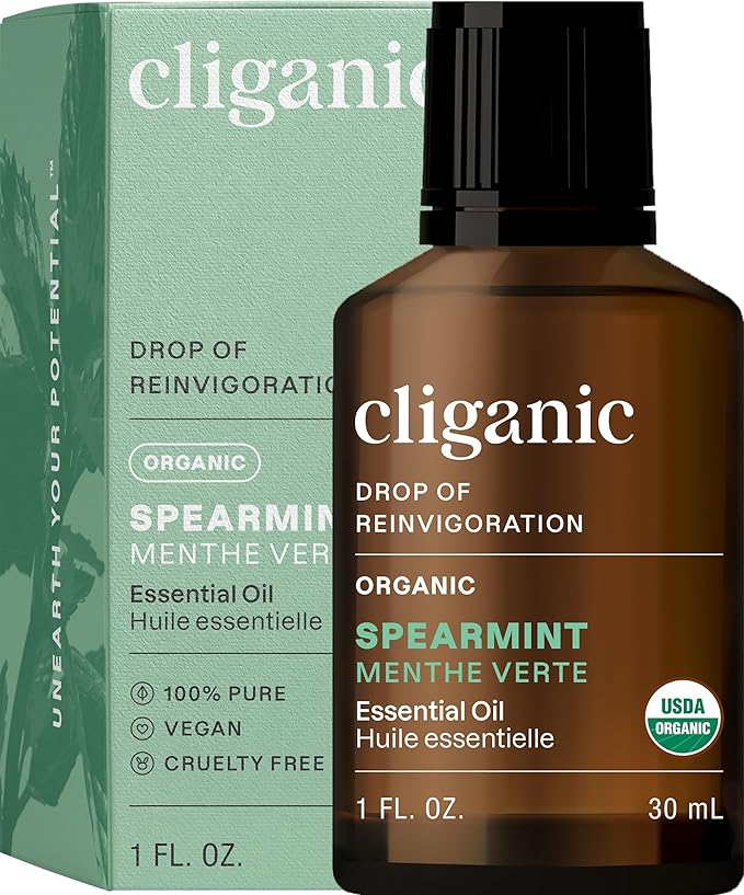 Cliganic Organic Spearmint Essential Oil, 1oz - 100% Pure Natural Undiluted, for Aromatherapy | Non-GMO-Velvo Beauty