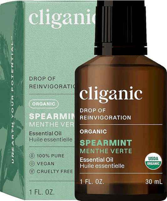 Cliganic Organic Spearmint Essential Oil, 1oz - 100% Pure Natural Undiluted, for Aromatherapy | Non-GMO-Velvo Beauty
