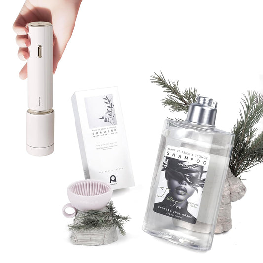 Electric Makeup Brush Cleaner Bundle with Tea Tree Oil Cleaner 6.76 fl.oz & Silicone Mat-Velvo Beauty