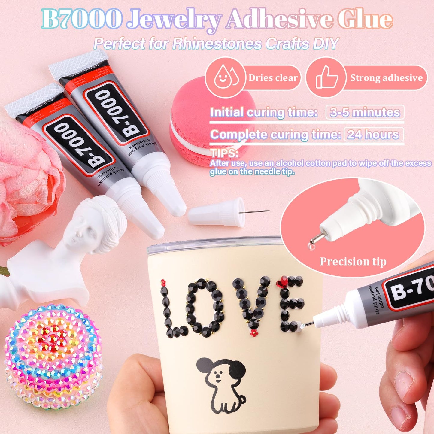 30000Pcs Resin Black Rhinestones with B7000 Jewelry Glue for Crafting, 2-6mm Non Hotfix Flatback Gems, Bedazzling Crystal for DIY Crafts Clothing Tumblers Mugs Shoes Fabric Decor Nail Art-Velvo Beauty