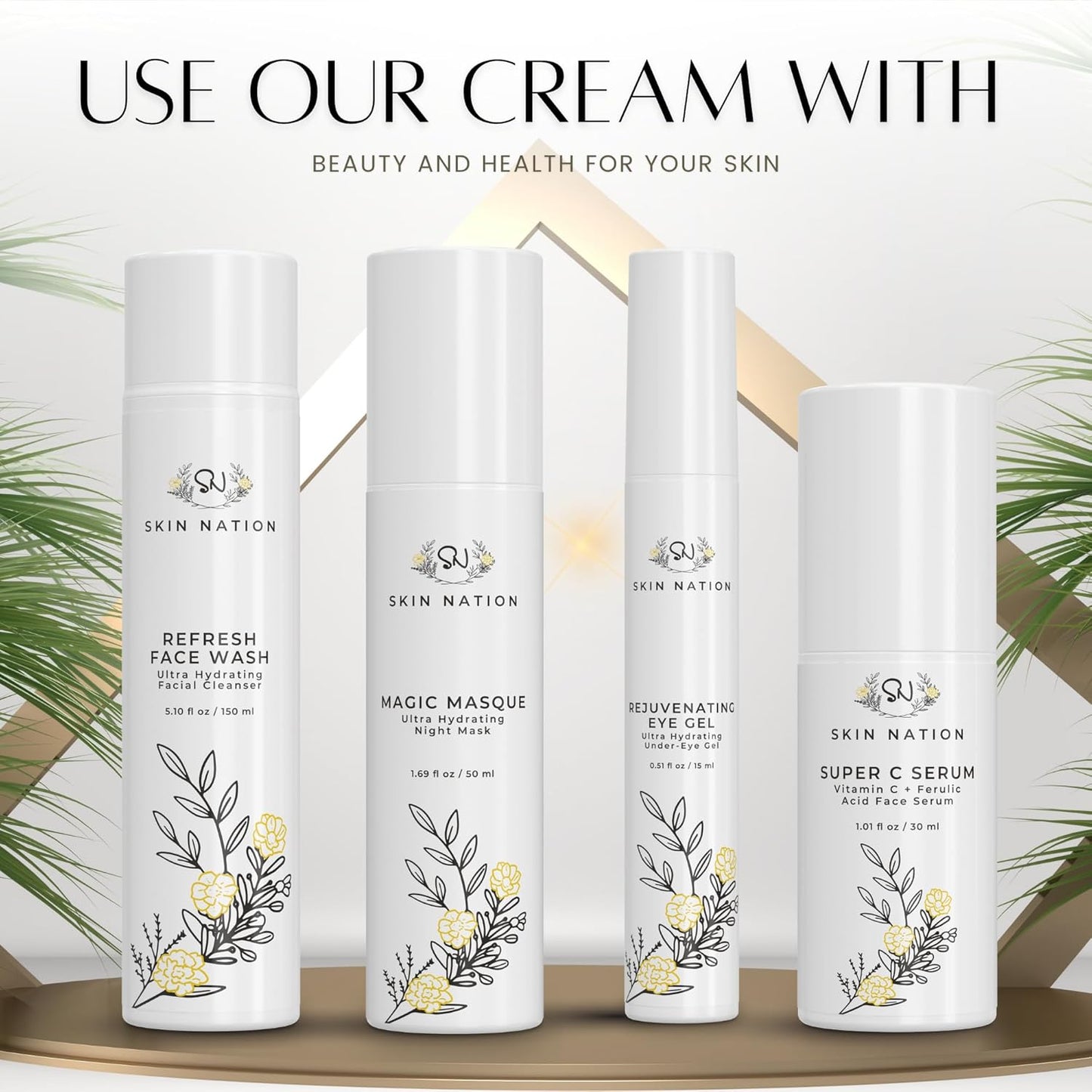 Skin Nation Renew Face Cream, Hydrating Moisturizer with Peptides, Hyaluronic Acid & Green Tea, Lightweight Plant-Based Cream for Smooth, Radiant Skin, 1.69 fl oz-Velvo Beauty