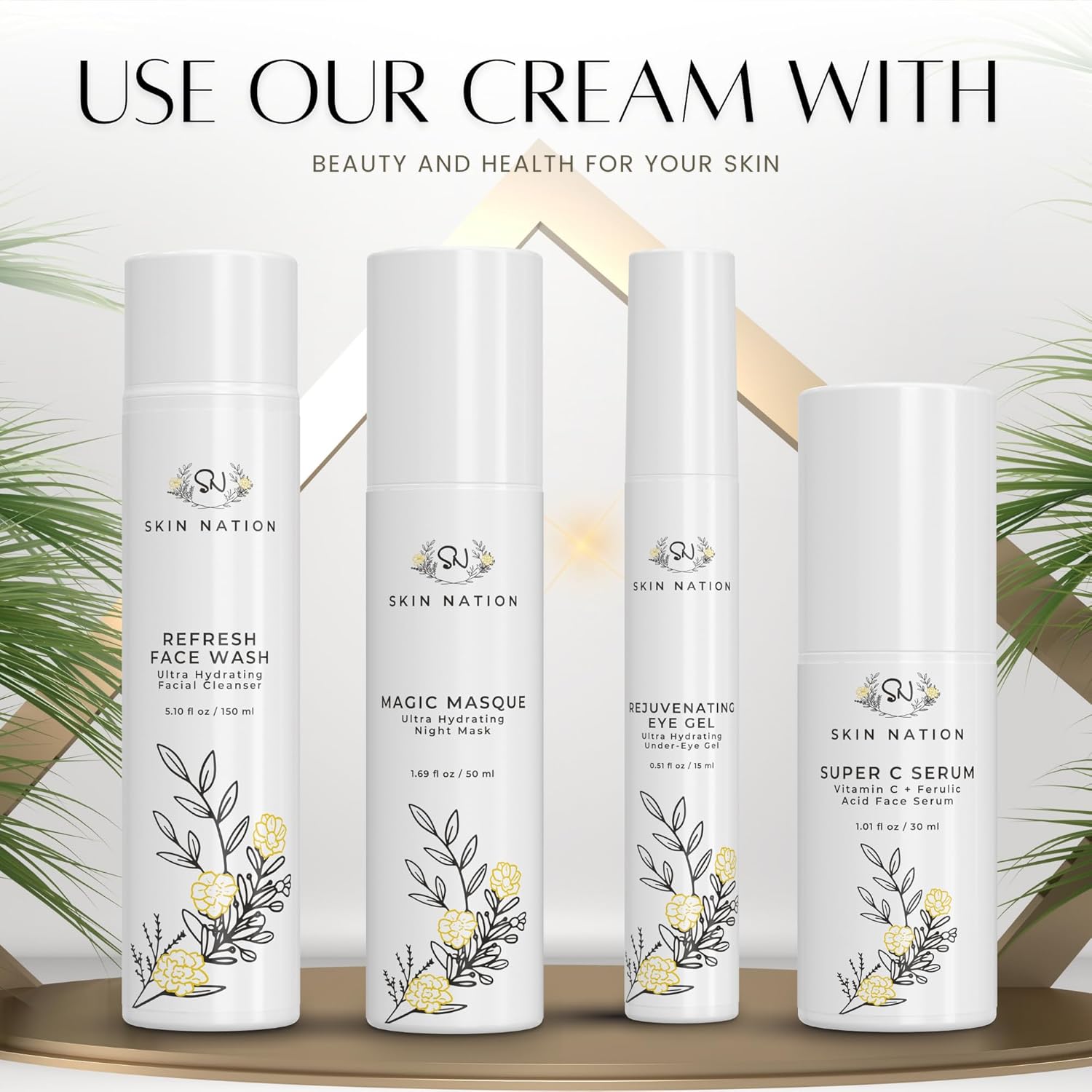 Skin Nation Renew Face Cream, Hydrating Moisturizer with Peptides, Hyaluronic Acid & Green Tea, Lightweight Plant-Based Cream for Smooth, Radiant Skin, 1.69 fl oz-Velvo Beauty