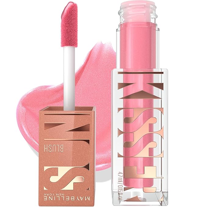 Maybelline Sunkisser Multi-Use Liquid Blush and Bronzer, Blendable, Longwear, Glowy Make Up, Blazing Blush, 1 Count-Velvo Beauty