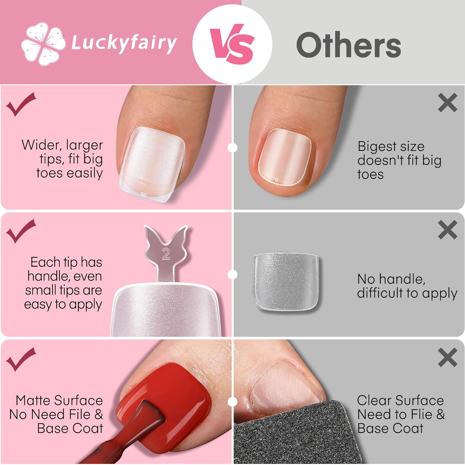 504pcs Toe Nail Press Ons: Squavol Toe Nail Tips Full Cover Fake Toenail, 15 Sizes Square Round Oval Press on Toenails for Women Big Wide Nail Extensions Home DIY Salon-Velvo Beauty