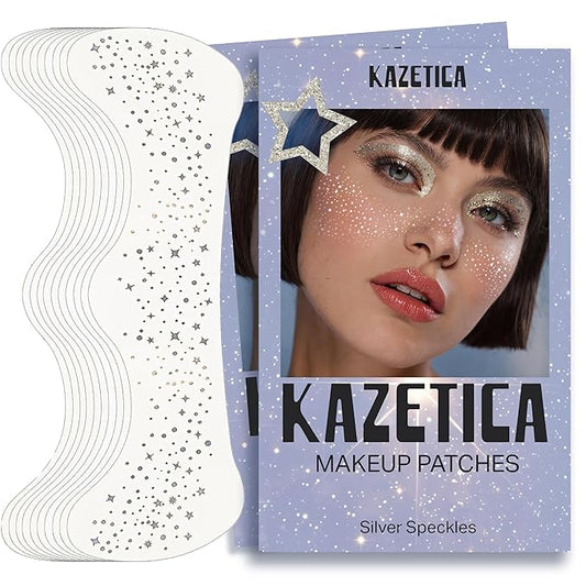 Glitter Freckles Face Tattoo, 10 Pcs Silver Face Glitter Freckles for Women, Festival Outfits for Women Rave Accessories Fake Tattoos, Sparkle Makeup Patches, Waterproof Speckles Patches,Mini Makeup-Velvo Beauty