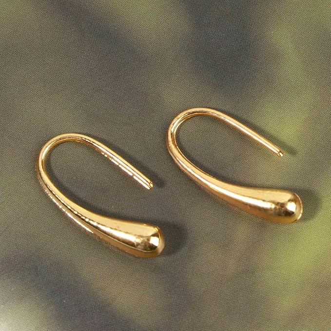 Water Tear Drop Earrings Abstract Droplet Hoop Earrings Gold Hook Threader Earrings Minimalist Drop Dangle Earrings Jewelry for Women and Girls Gifts-Velvo Beauty