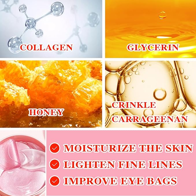 Eye Mask 60 pcs,Pink Collagen Under Eye Patches,Puffy Eyes and Dark Circles Treatments,Improve Reduce Under Eye Bags Smooth Wrinkles and Lighthen Fine Lines,Moisturizing,Improve and Firm eye Skin-Velvo Beauty