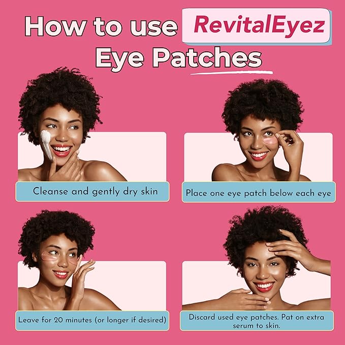 RevitalEyez Brightening Hydrogel Under Eye Patch with Niacinamide, Collagen & Rose Petals for Puffy Eyes, Wrinkles, Dark Circles (10 pairs)-Velvo Beauty