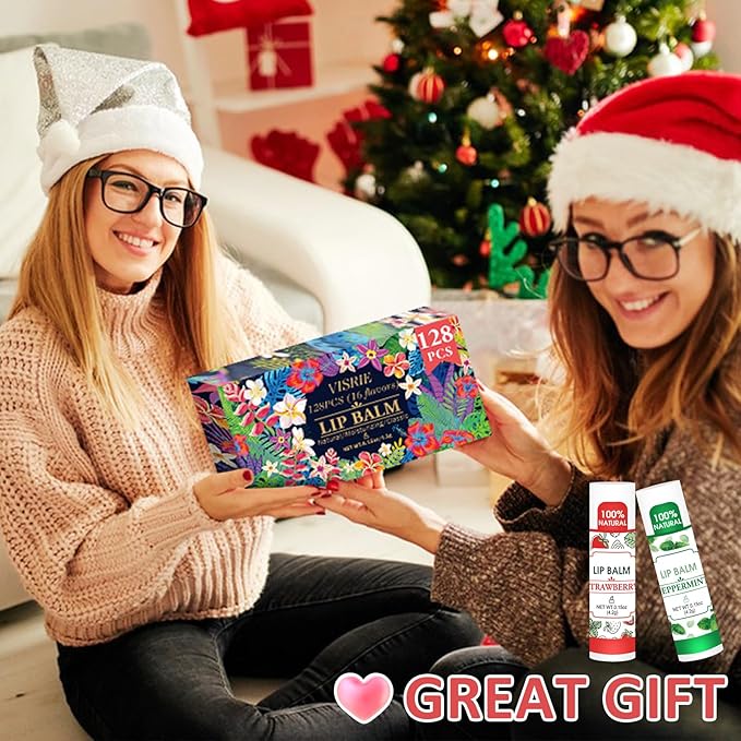 128 Pack Lip Balm, Natural Lip Balm Bulk with Vitamin E and Coconut Oil, Moisturizing Lip Balm for Dry Lips - 16 Flavors-Velvo Beauty