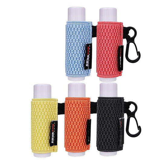 5PCS Lip Balm Holder Lipstick Sleeves Keychain Lip Gloss Holder Keychain Chapstick Elastic Sleeves Bulk(Black/Orange/Yellow/Light blue/Watermelon)-Velvo Beauty