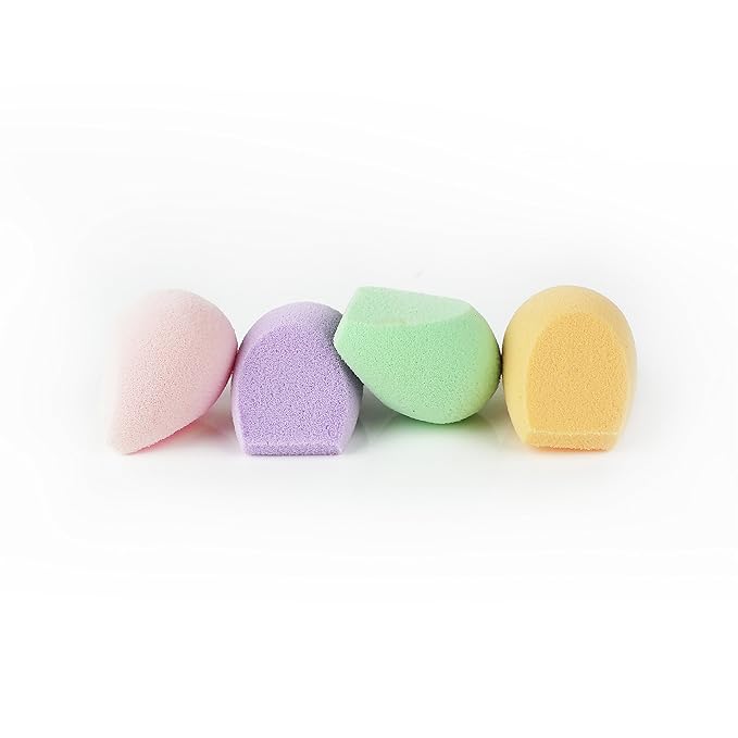 EcoTools Cruelty Free Color Perfecting Minis, Four Sponges Designed with Eco Foam Technology, a Unique Shape for Enhanced Precision, Purple, 4 Count-Velvo Beauty
