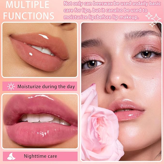 2PCS Bee Lip Balm,Hydrating Honey Pot Lip Balm with Stick,Non-Greasy Silky Sleeping Lip Mask Set,Long Lasting Lip Scrubs Moisturizer for Dry Cracked Lips（Honey ＋Strawberry）-Velvo Beauty