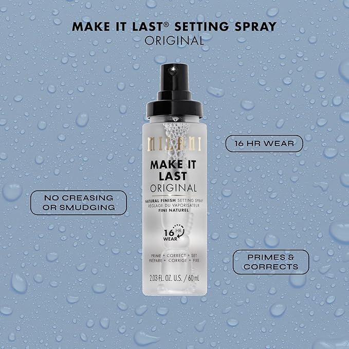 Milani Make It Last Original - Natural Finish Setting SPray - 3-in-1 Setting Spray and Primer- Prime + Correct + Set - Makeup Finishing Spray and Primer - Long Lasting Makeup Primer and Spray - 2 Pack-Velvo Beauty