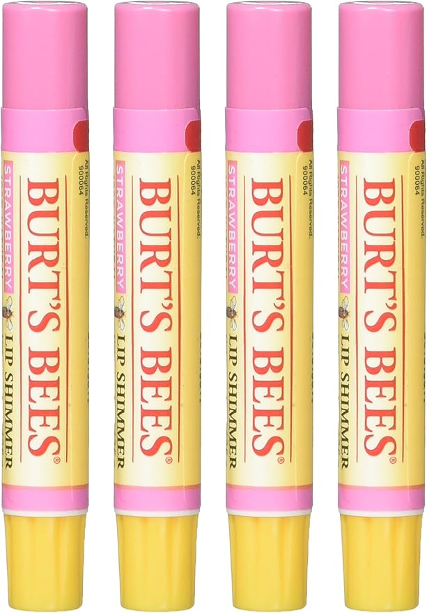 Burt's Bees Lip Shimmer Strawberry, 0.09 Ounce (Pack of 4)-Velvo Beauty