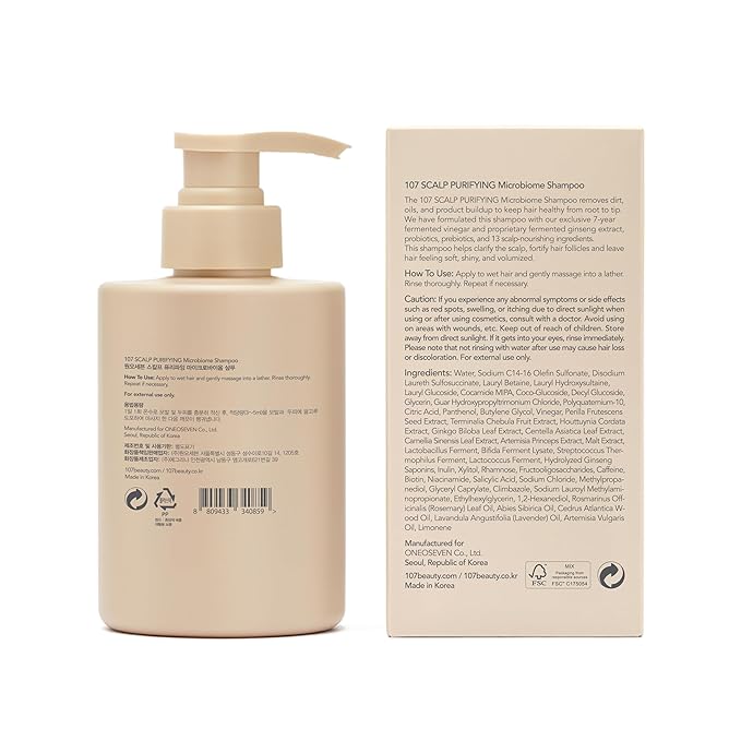 107 Clarifying Shampoo - Purifying Shampoo for Build Up, Dirt, Oil, Itchy, Dry Scalp – Fermented Vinegar & Ginseng for Refreshed & Revitalized Scalp - Paraben, Phthalate and Sulfate Free (16.9 oz)-Velvo Beauty