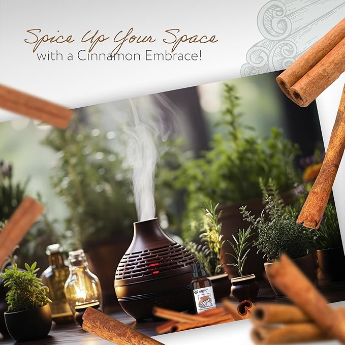 HBNO Organic Cinnamon Bark Essential Oil - 1 oz (30ml) Size - Ideal for Diffusers, Cleaning Agents, Skincare, and Haircare.-Velvo Beauty