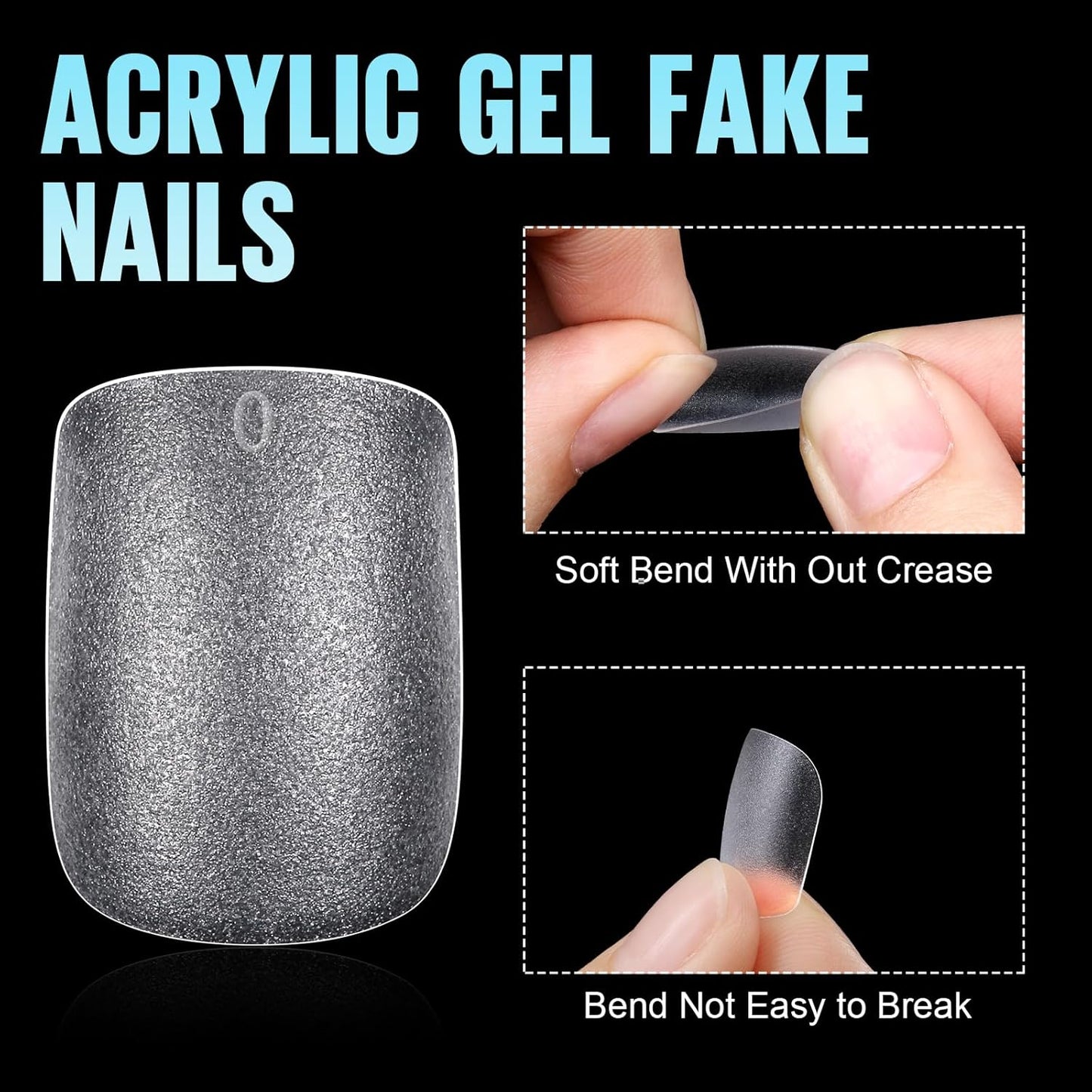 TOMICCA Extra Short Square Nail Tips, 240Pcs Acrylic Full Cover False Press on Nails Tips, 15 Sizes Pre-shaped Double-sided Matte Gel Fake nails for Extension-Velvo Beauty