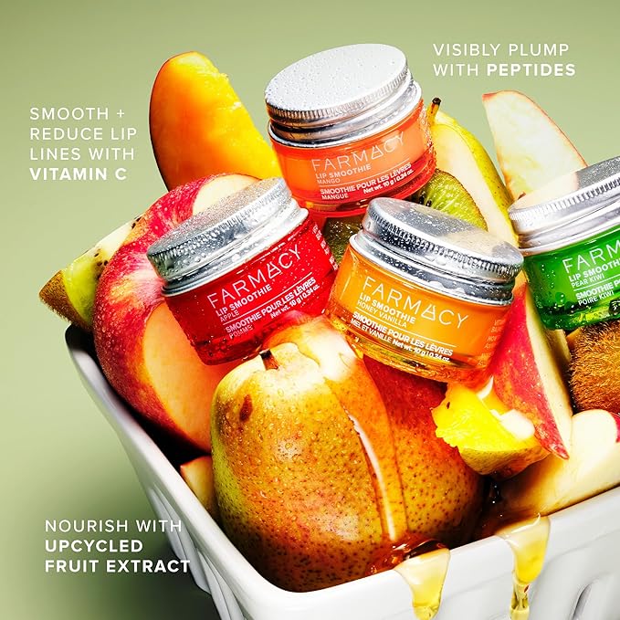 Farmacy Peptide Lip Smoothie - Hydrating Lip Balm with Vitamin C to Visibly Plump & Smooth Lines - Nourishing Treatment with a High-Gloss Finish - Pear Kiwi (10g)-Velvo Beauty