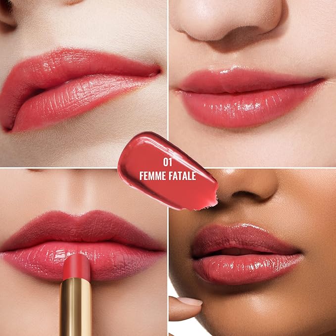 Oulac Apple Red Lipstick - Moisturizing Lip Stick Glossy Solid Shine Lip Gloss, Sheer Shine Juicy Finish, Lightweight and Hydrating Formula for Dry Lip Care, Vegan 2.2g/0.07oz (01)-Velvo Beauty